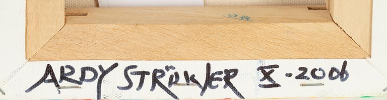 Ardy Strüwer, collage/olja på duk, signerad samt daterad 2006 a tergo.