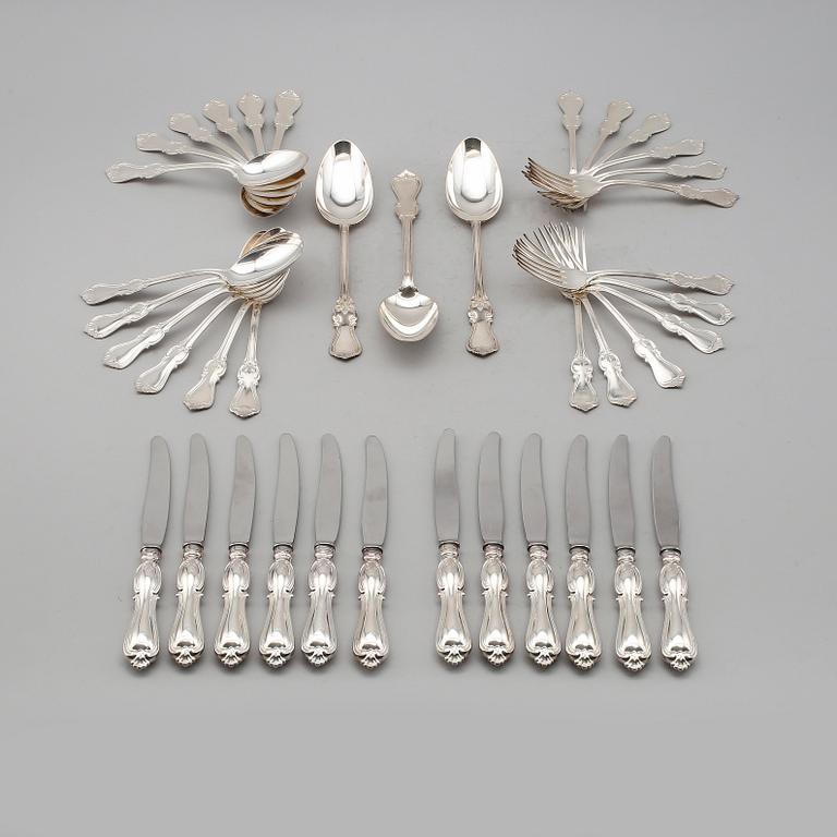 BESTICKSERVIS, 39 delar, silver, "Olga", GAB, Stockholm, 1960-tal. Total vikt ca 2166 g.