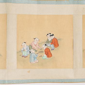 A painting of 'boys' at play by anonymous artist, late Qing dynasty.