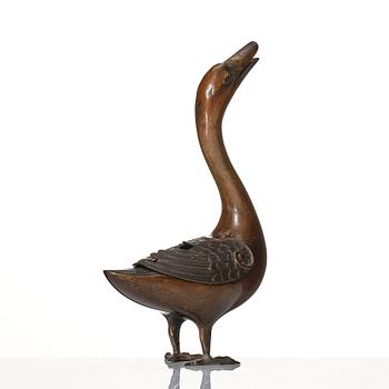 A bronze censer with cover in the shape of a duck, Qing dynasty, 17th/19th Century.