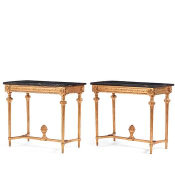 Konsolbord, ett par. Stockholmsarbeten 1700-talets senare del, Gustavianska.