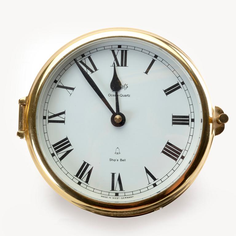 A Schatz brass ships clock and barometer West Germany, second half of the 20th century.