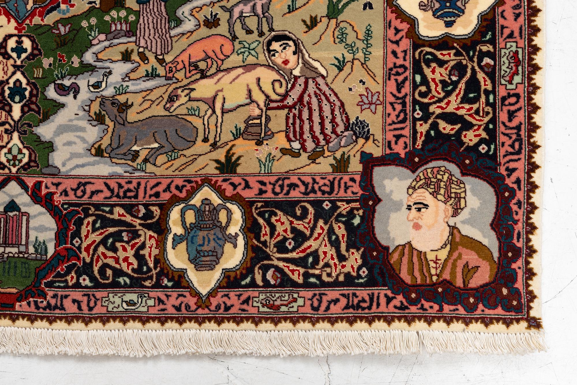 Matta, Täbriz, sk, Fyra årstider, ca 196 x 151 cm.