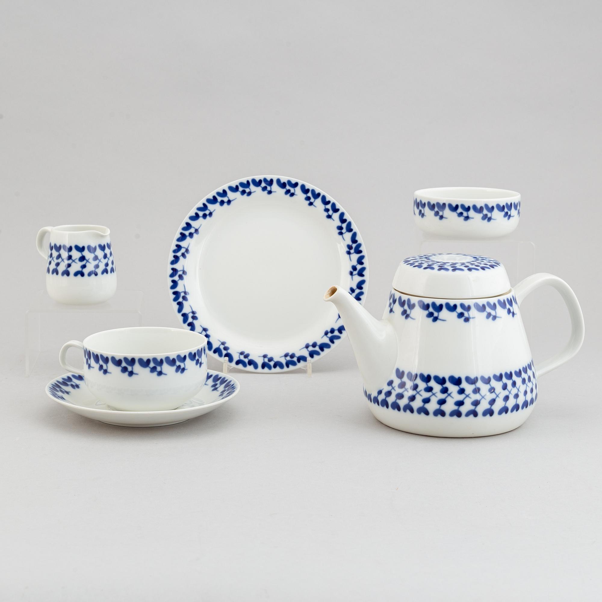 Carl-Harry Stålhane, servisdelar, 14 st, "Swedish Blue", Rörstrand.