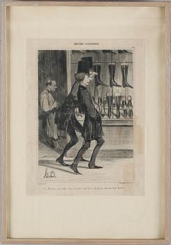 HONORÉ DAUMIER, efter, 4 st, litografiska tryck, sent 1800-tal.