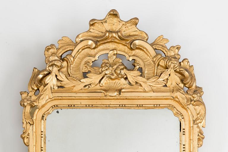 A Swedish Rococo 18th century mirror by Nils Meunier (master in Stockholm 1754-1797).