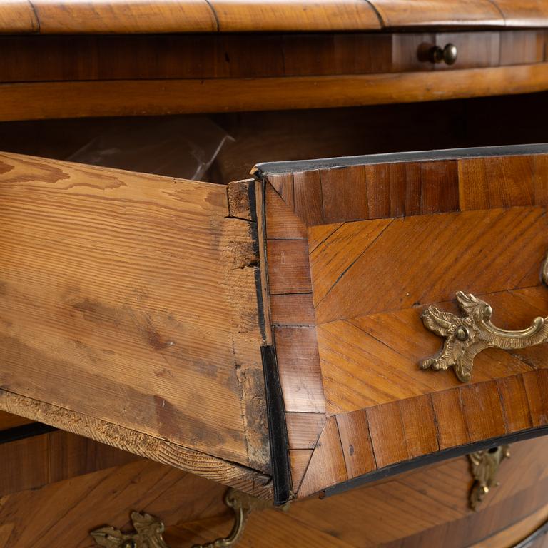 A Swedish parquetry rococo commode, Stockholm, later part 18th century.