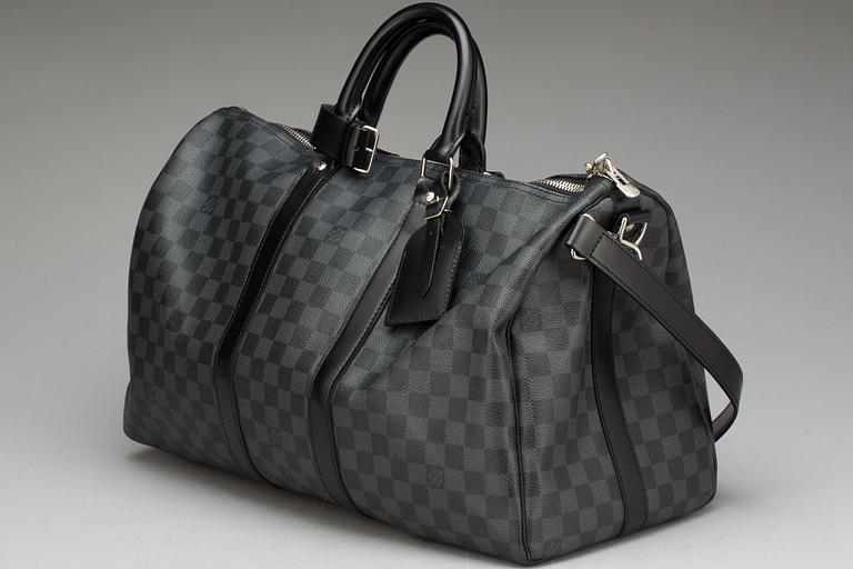 VÄSKA, "Keepall 45 bandouliere damier graphite", Louis Vuitton.
