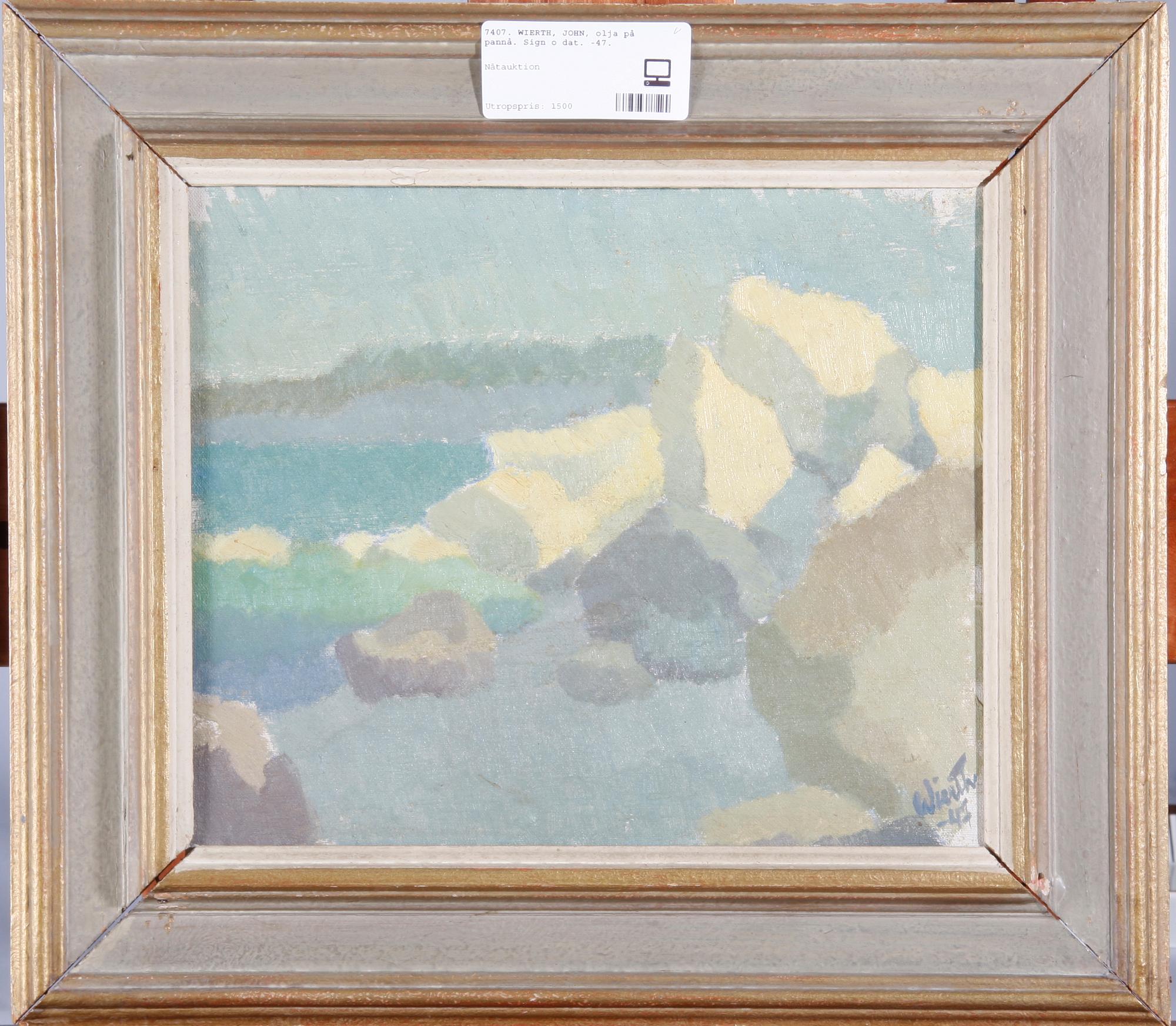 WIERTH, JOHN, olja på pannå. Sign o dat. -47.