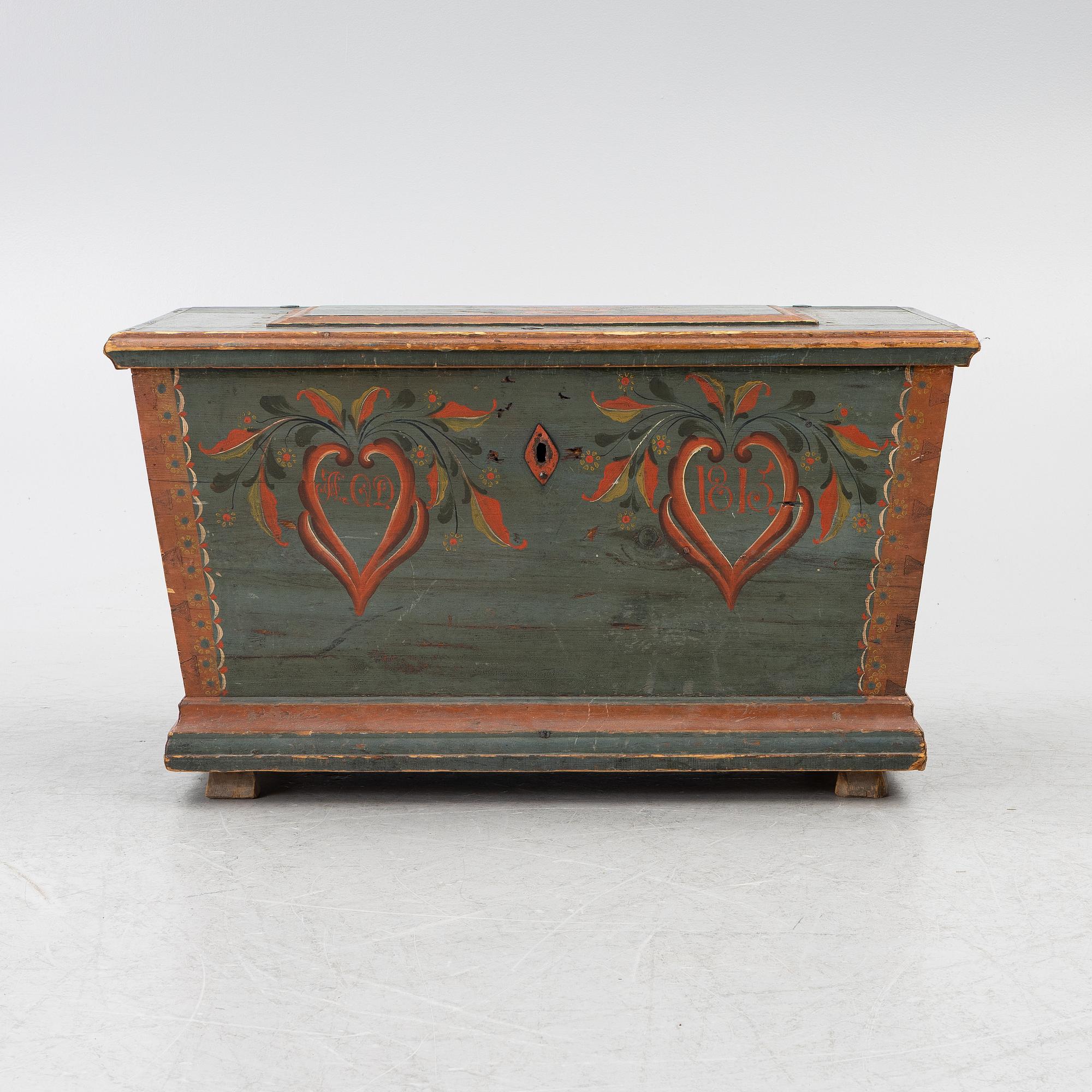 A Swedish painted chest, dated 1815.