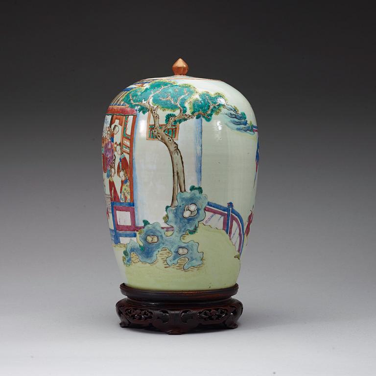 A famille rose urn with cover, Qing dynasty, late 19th century.