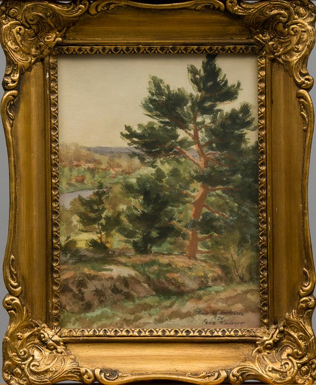 ESA KALERVO, akvarell, signerad och daterad Kuusankoskella 1924.