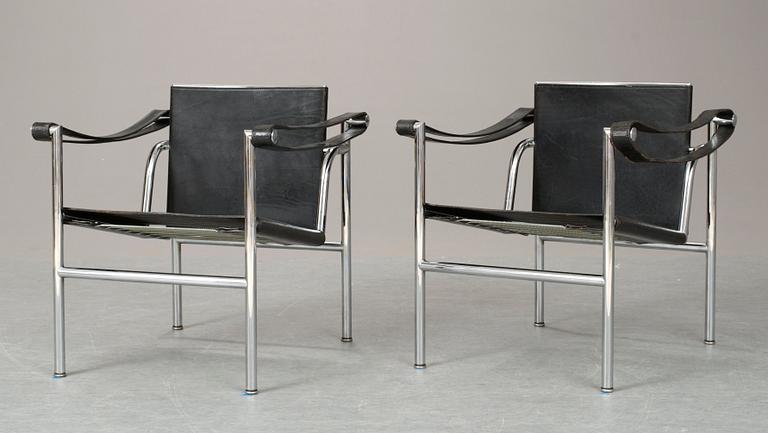 LE CORBUSIER, karmstolar, 1 par "LC1", Cassina , Italien.