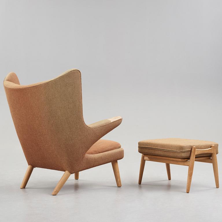 Hans J. Wegner, a "Papa bear" easy chair by AP-stolen and ottoman by Getama, Denmark 1950-60's.