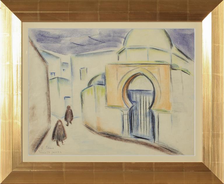 AGNES CLEVE, pastell, signerad och daterad Tunis 1922 ?.