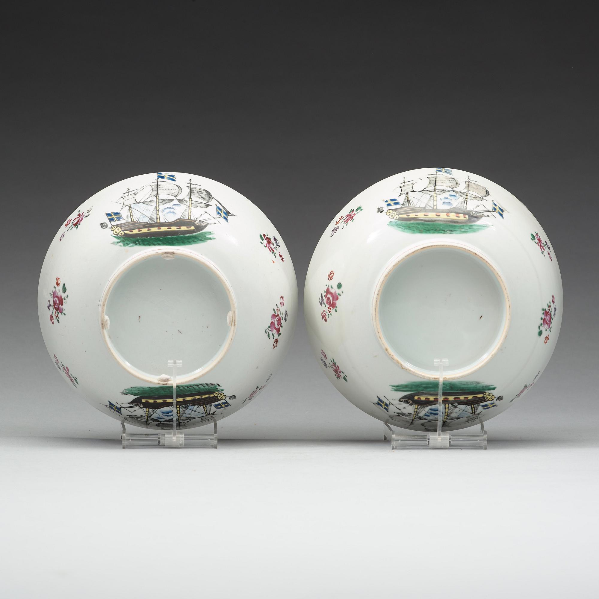 A pair of 'European Subject' punch bowls, Qing dynasty, Qianlong (1736-95).