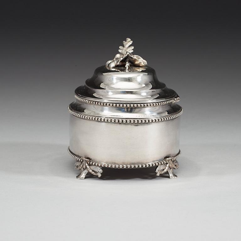 A Swedish 18th century silver sugar-box, marks of Johan Malmstedt, Göteborg 1787.