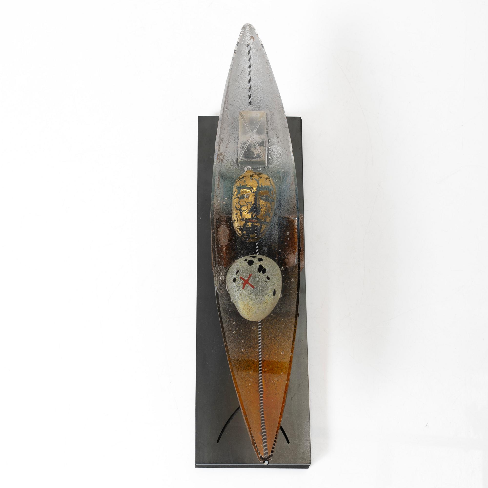 Bertil Vallien, skulptur, båt, glas, ed 48/60, Kosta Boda, signerad.