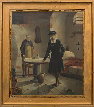OKÄND KONSTNÄR, olja på duk, signerad F.Arentz Möller, 1900-talets början.