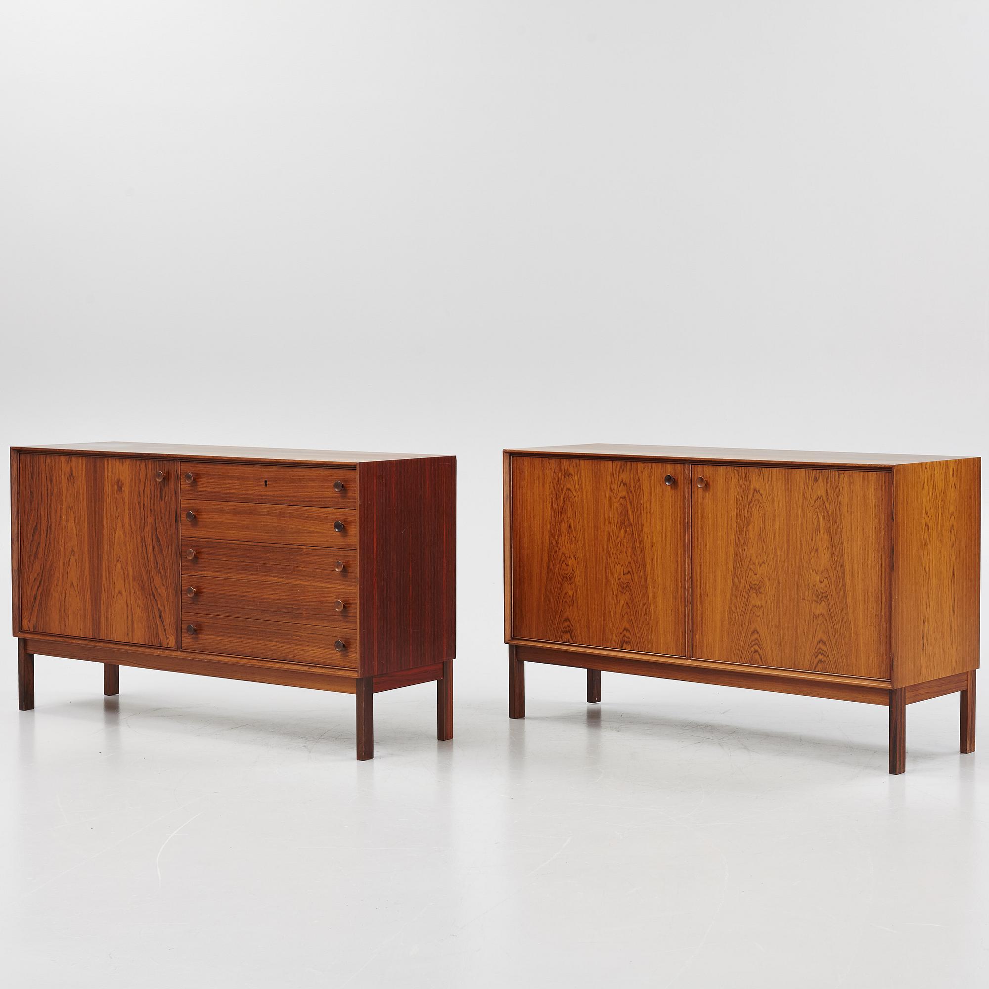 Yngvar Sandström, sideboards, ett par, Seffle Möbelfabrik, Säffle, 1950/60-tal.