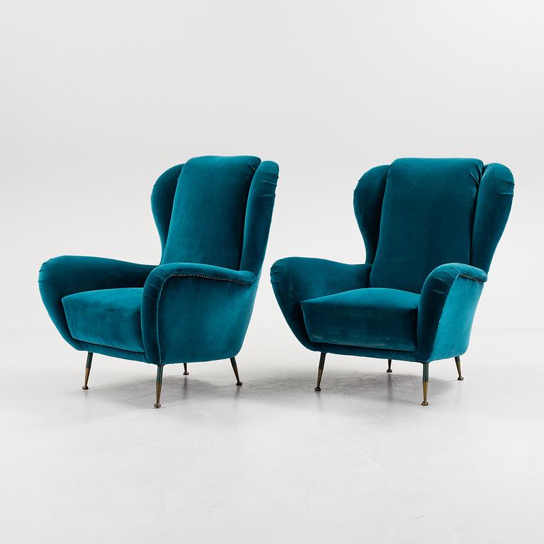 a pair of Italian 1950/60s  armchairs.