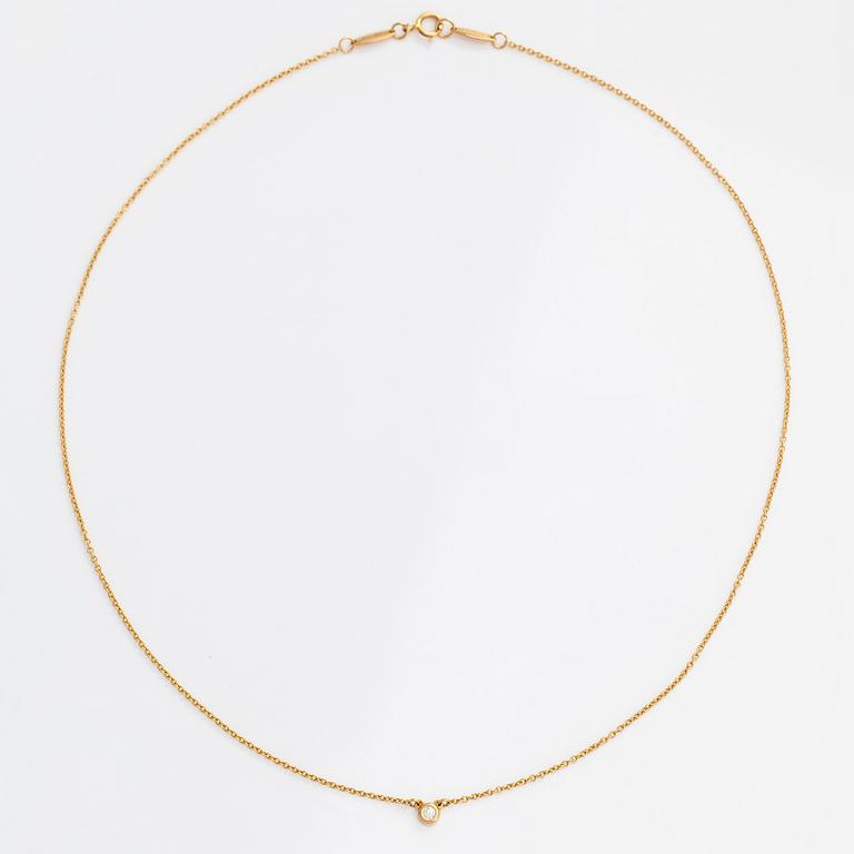 Tiffany & Co, Elsa Peretti, collier, "Diamonds by the Yard", 18K guld med en diamant ca 0.05 ct.