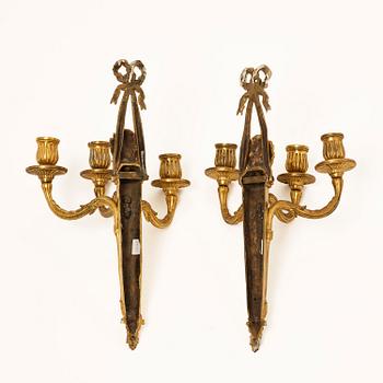 Appliquer, ett par, för tre ljus, Nordeuropa, sent 1700-tal, Louis XVI.