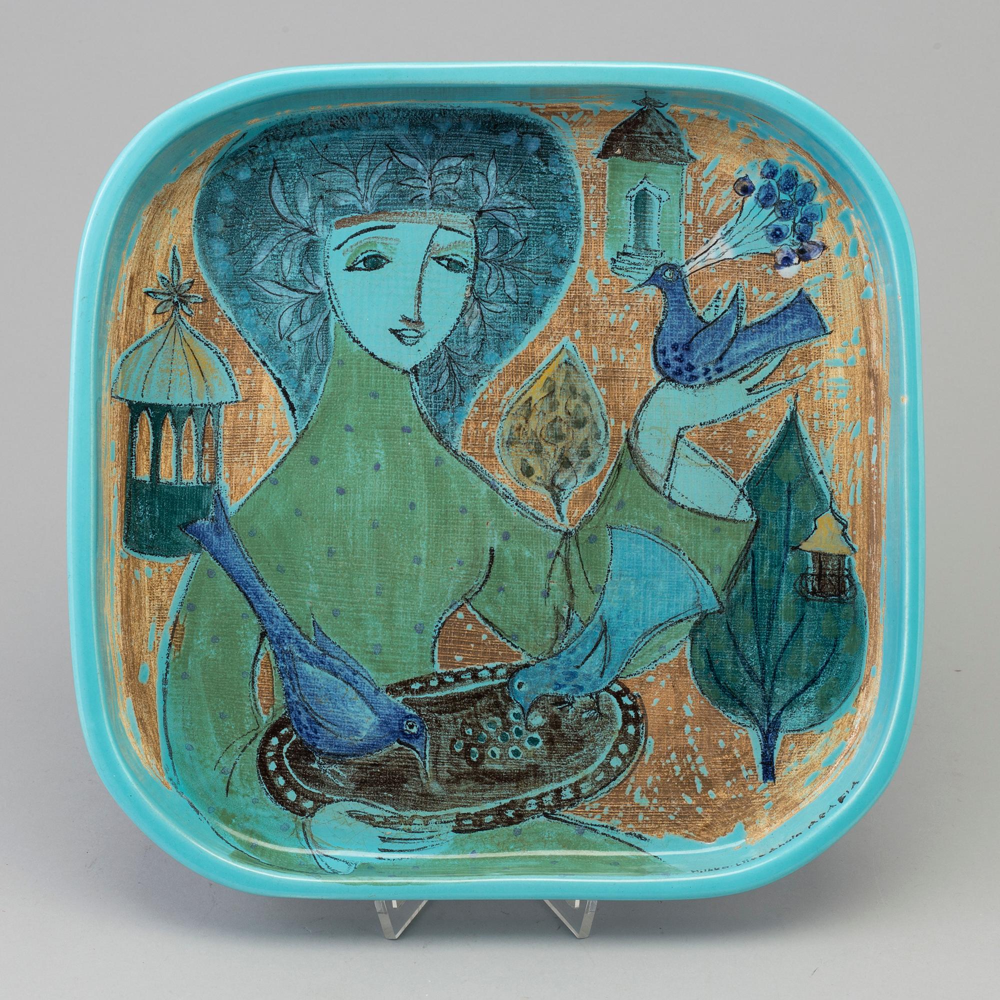 HILKKA-LIISA AHOLA, a glazed ceramic square dish for Arabia