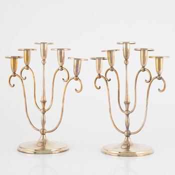 Kandelabrar, ett par, nysilver, CG Hallberg, Stockholm.