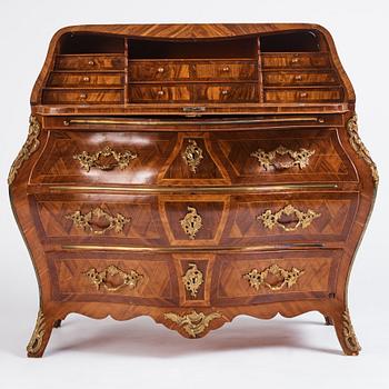 A rosewood and gilt-brass mounted rococo secretaire by G. Foltiern (master in Stockholm 1771-1804).
