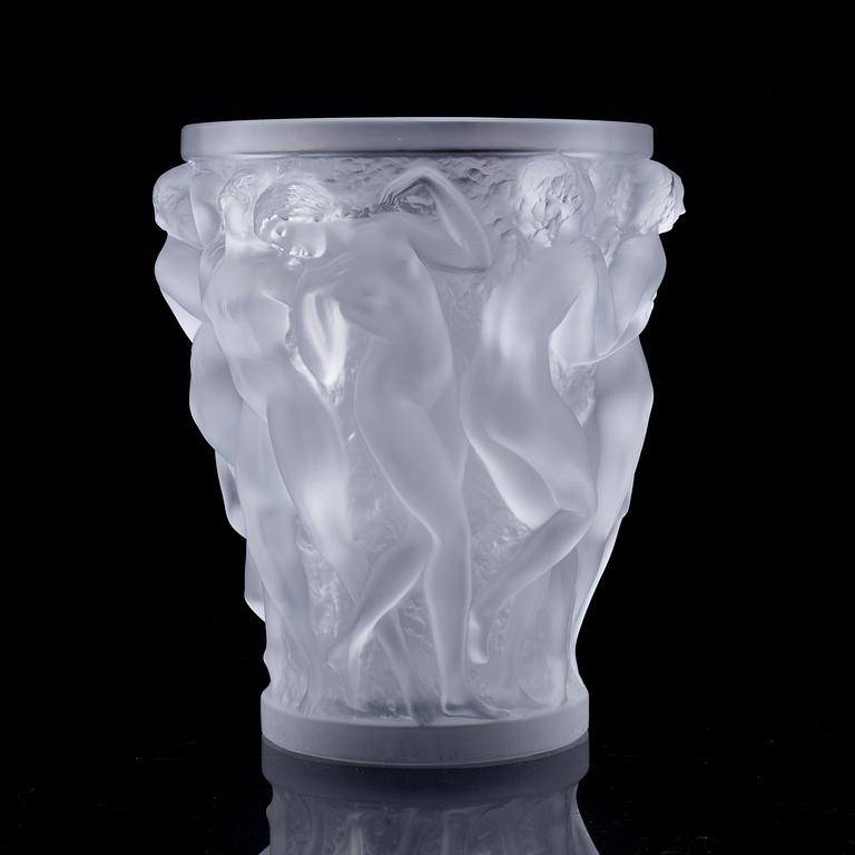 A 'Bacchantes' glass vase by Lalique.