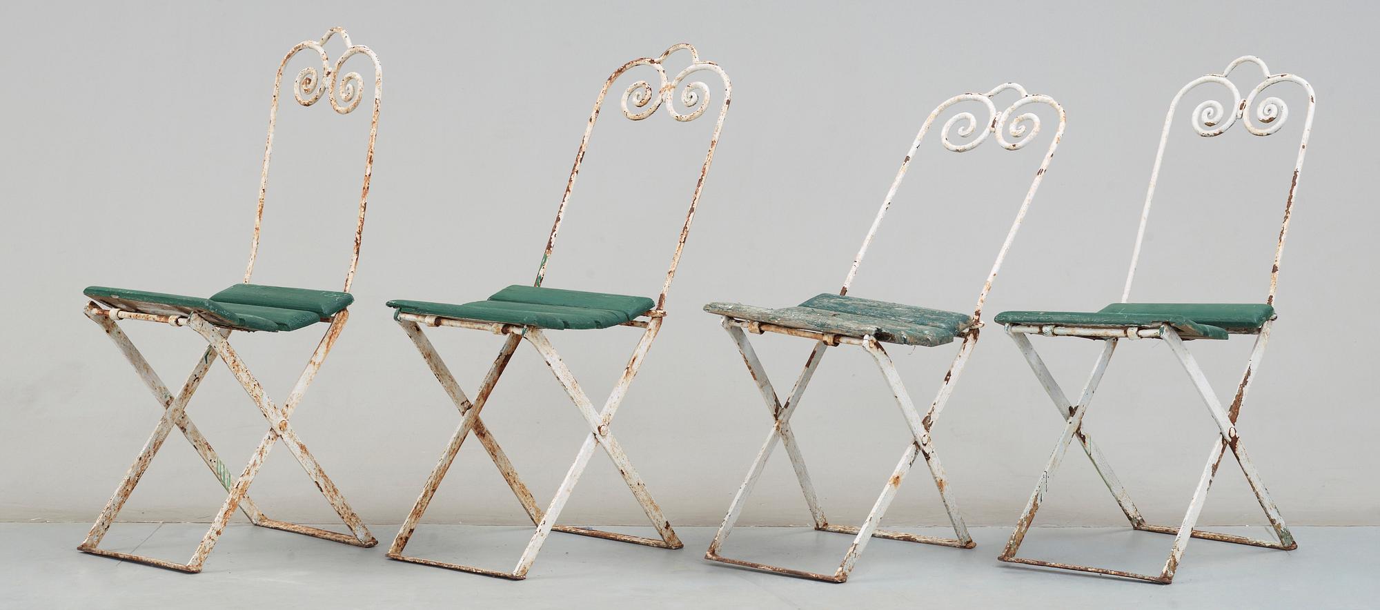 TRÄDGÅRDSMÖBLER, 7 delar, omkr 1900-talets mitt.