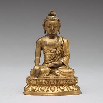 Two copper alloy figures of buddha, Sino-Tibetan, circa 1900.