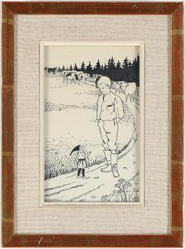 Elsa Beskow · ELSA BESKOW, tusch, signerad.