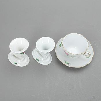 TEKOPPAR samt LJUSSTAKAR, 8 +2, porslin, Meissen, Tyskland, 1900-tal.
