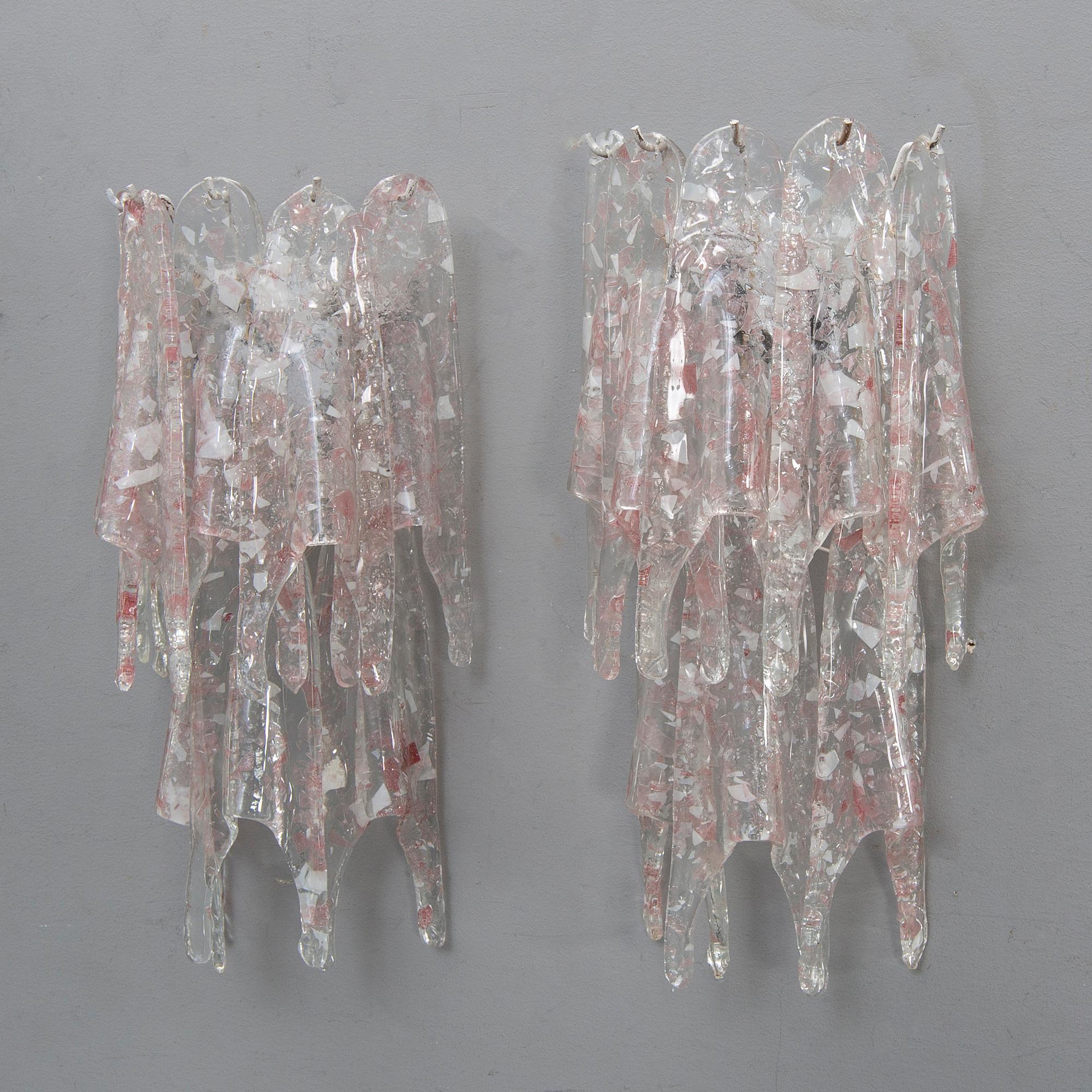 Vägglampetter, ett par, Italien, Murano, 1900-talets andra hälft.