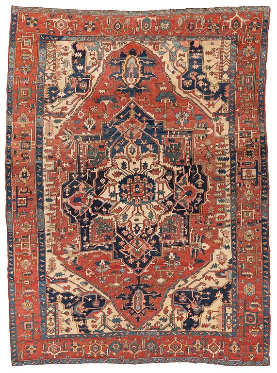 An antique Heriz/Karadja carpet, c. 430-450 x 335 cm.