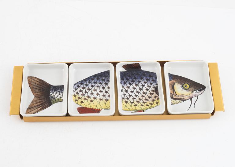 Piero Fornasetti, tray with serving bowls, Italy, 1950s.
