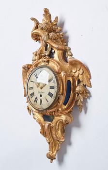 A Swedish Rococo 18th century wall clock by I. Ekström.