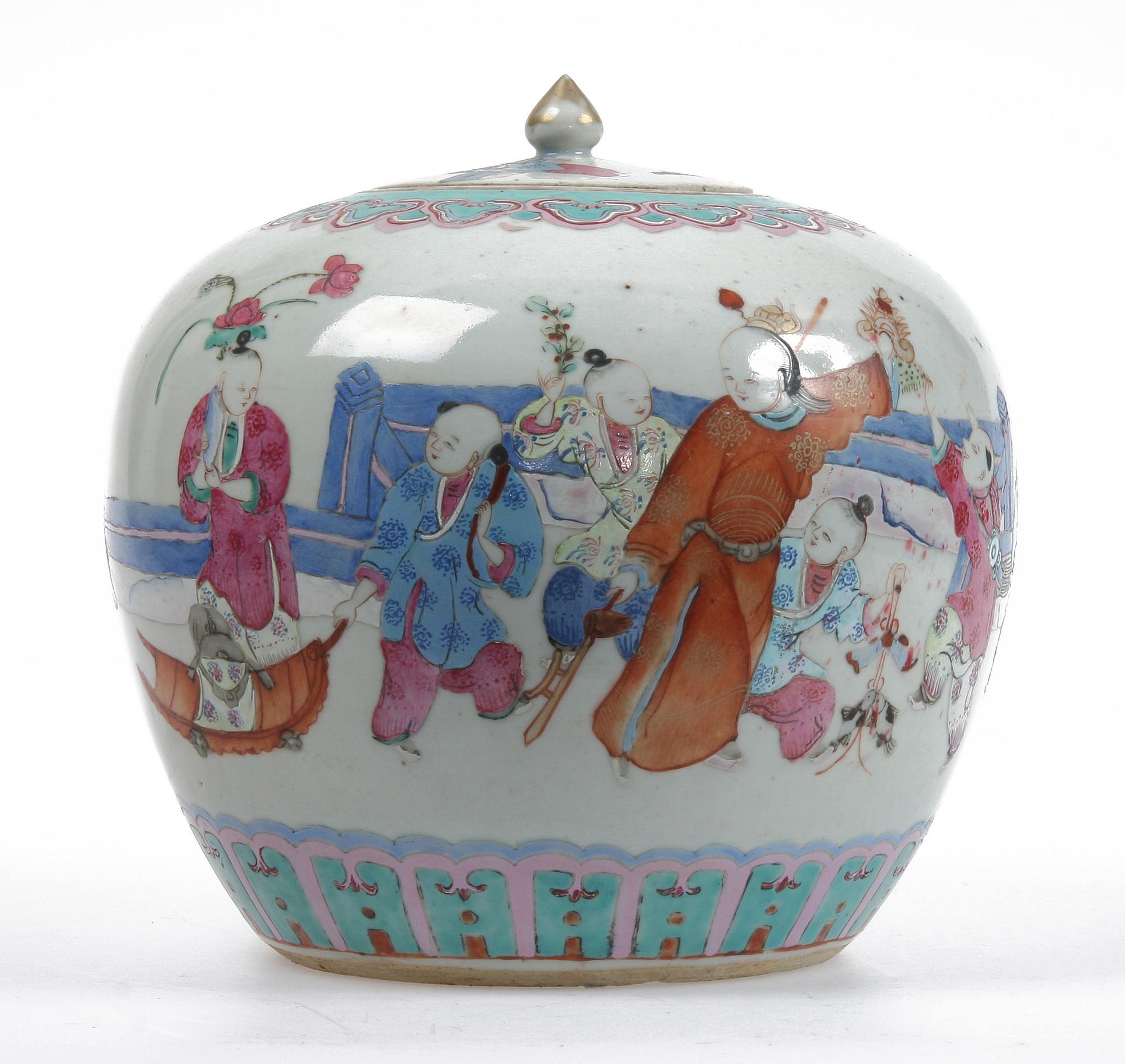BOJAN MED LOCK, porslin, Kina 1800-tal.