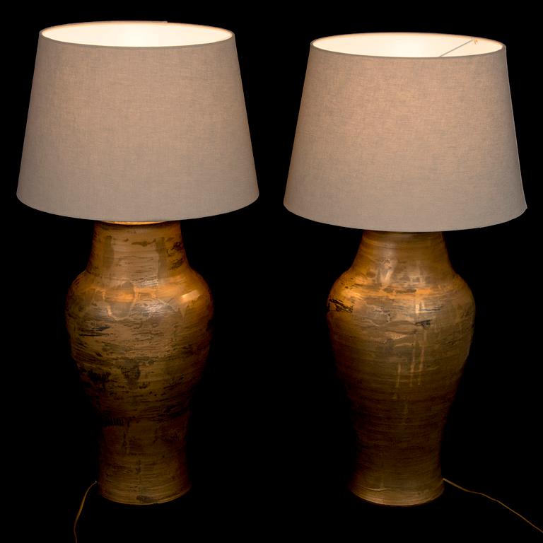 A pair of floorlamps by Kauko Forsvik, signed 'KAGE', Finland.