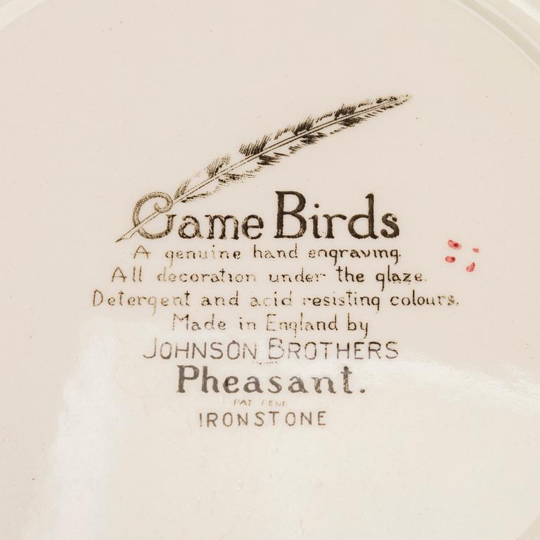 9 “Birds” plates, earthenware, Johnson Bros, England, first half/mid-20th century.