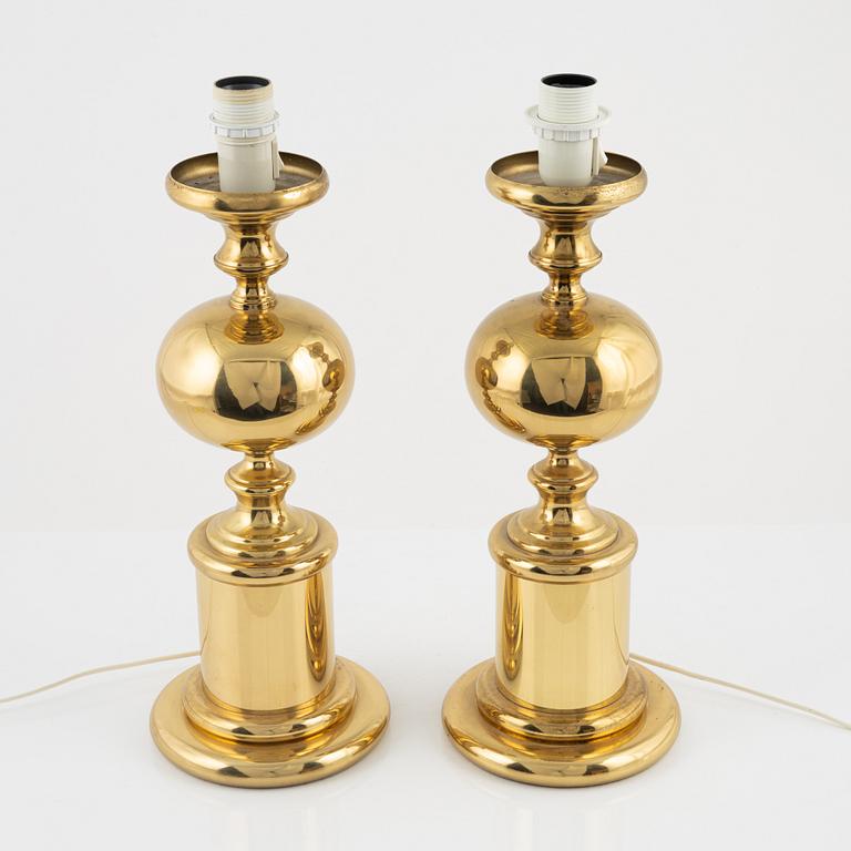 A pair of brass table lights, second half of the 20th Century.