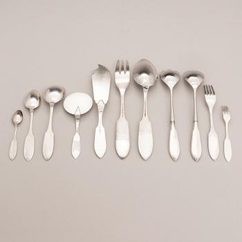 A 30-piece set of 'Torne River Valley' silver cutlery with engraved floral decoration, Sweden 1976-97.