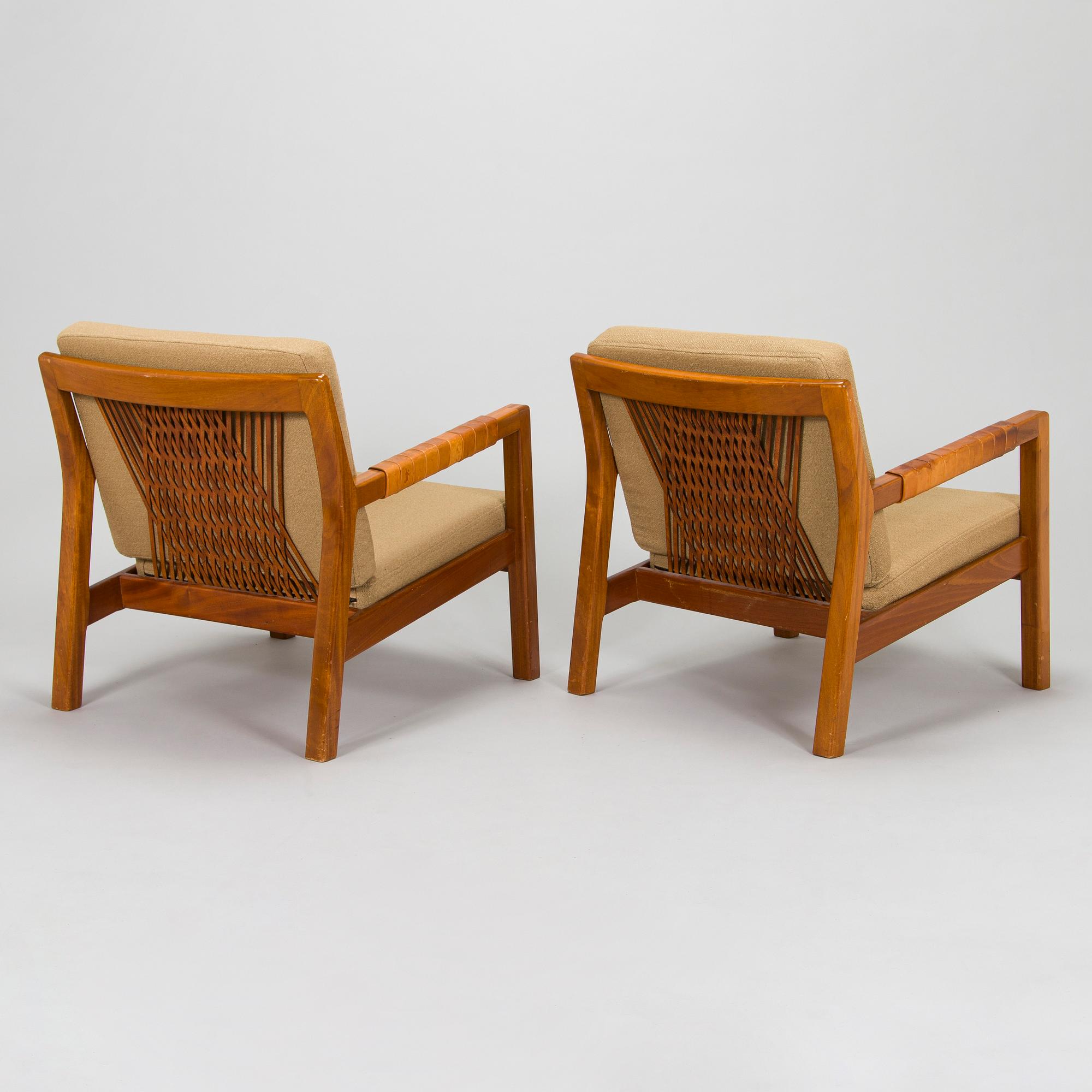 Carl Gustaf Hiort af Ornäs, a pair of late 1950s 'Rialto' open armchairs, Puunveisto Oy - Träsnideri Ab, Finland.