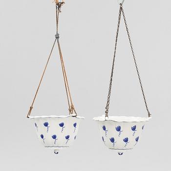 Wilhelm Kåge, two earthenware hanging flowerpots, Gustavsberg, Sweden, 1920's.