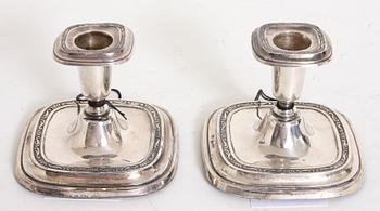 LJUSSTAKAR, ett par, silver, C G Hallberg, 1954.