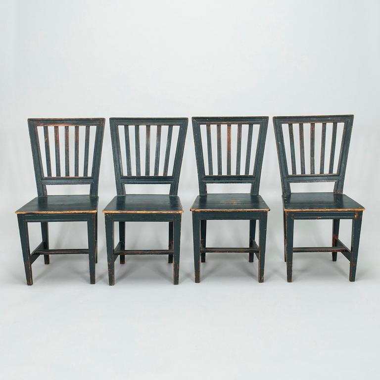 Four late Gustavian provincial/country style chairs, first half of the 19th century.