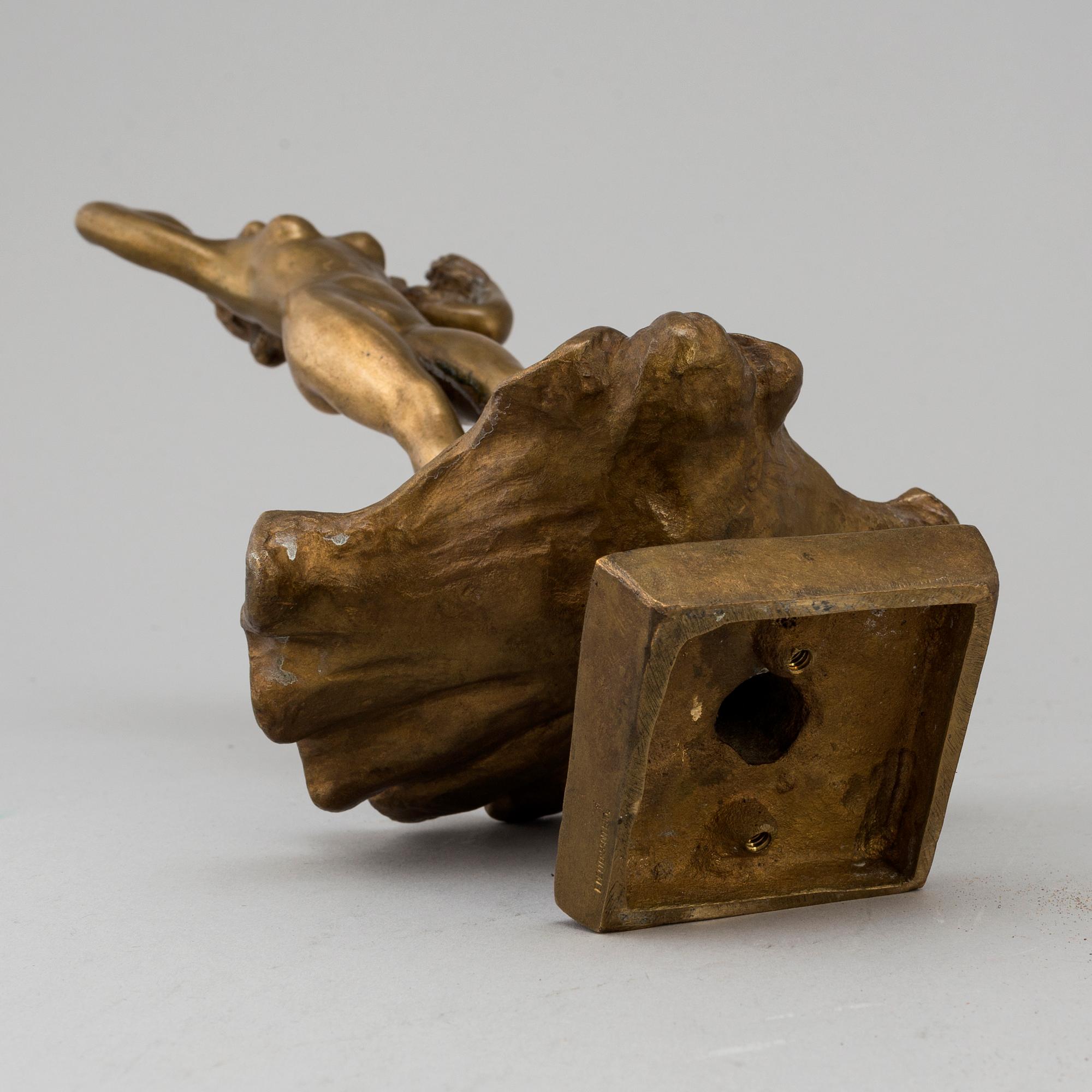 CARL ELDH, skulptur, guldpatinerad brons, signerad Eldh.