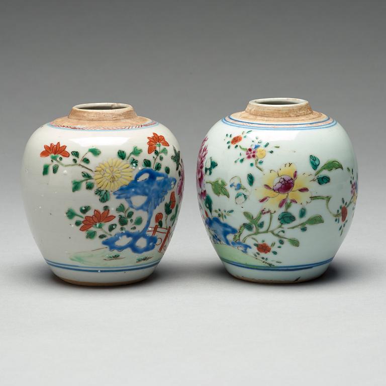 Two famille rose caddies, Qing dynasty, 18th century.